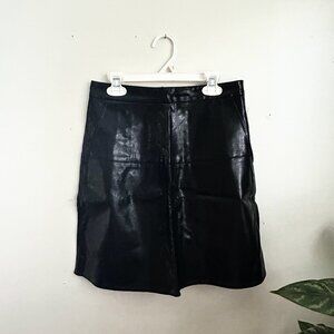 NWOT Pleather Mini Skirt Dark Brown Black